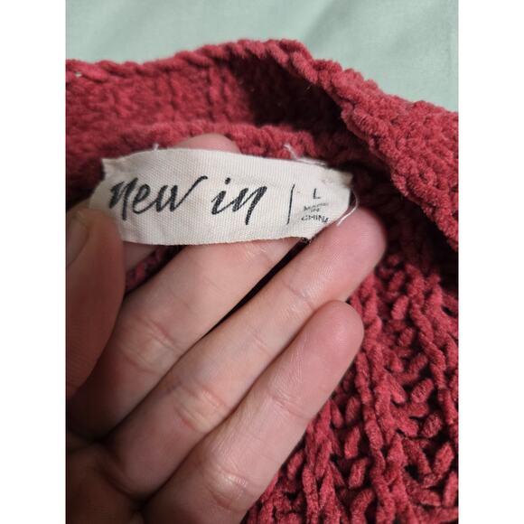 New in large women's maroon chunky knit open front cardigan - Picture 6 of 9